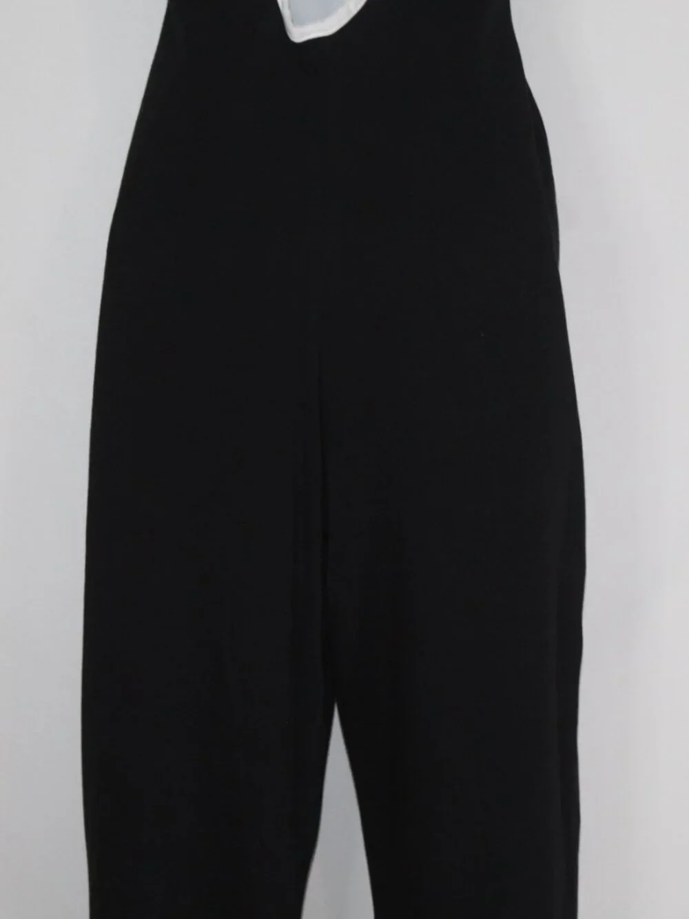 Vintage 90s Styleworks women's black catsuit jumpsuit form fitting white trim